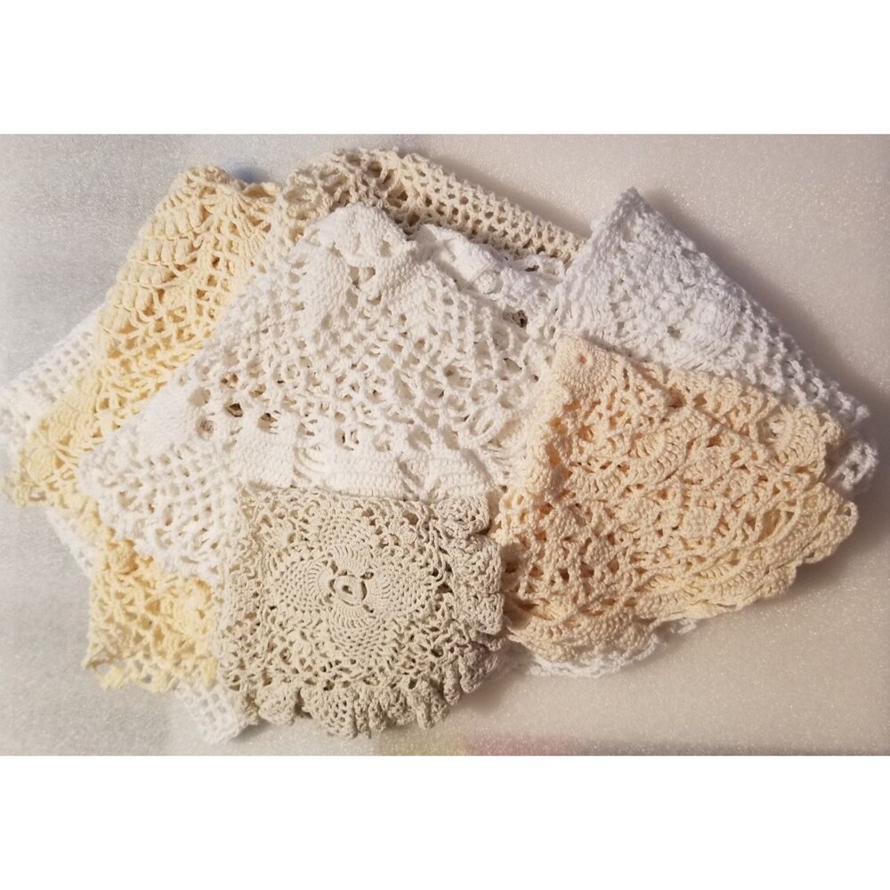 Vintage Crochet Dollies Variety of Sizes Shapes Colors & Patterns Lot of 8